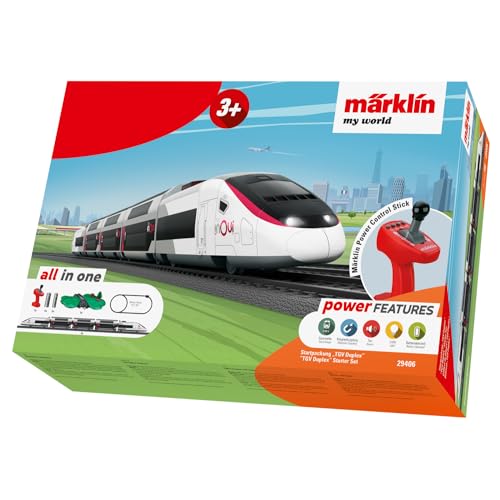 Märklin My World Spielzeugeisenbahn Startpackung “TGV Duplex” 29406 - Französische Zug 63 cm mit elektrischer Steuerung - Elektrischer Hochgeschwindigkeitszug mit Stickern für Kinder ab 3 Jahren von Märklin