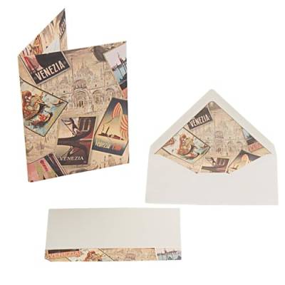 Magicamente Carta 2er Set Briefkuverts Briefpapier mit Umschlag 12x18cm 10 Blatt + 10 Umschläge Elfenbein Papier Goldpulver Dekoration Venedig von Magicamente Carta