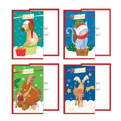 Magicamente Carta Set mit 12 Weihnachtskarten in 4 Motiven, Format 12 x 18 cm, aus hochwertigem Karton, hergestellt in Italien von Magicamente Carta