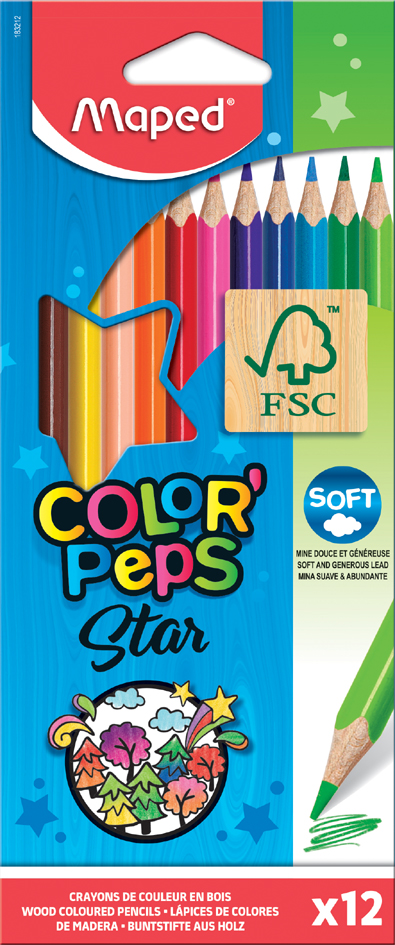 Maped Dreikant-Buntstift COLOR, PEPS Star, 12er Kartonetui von Maped