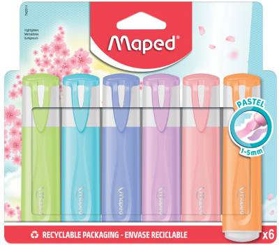 Maped Textmarker FLUO, PEPS PASTEL, 6er Blister von Maped