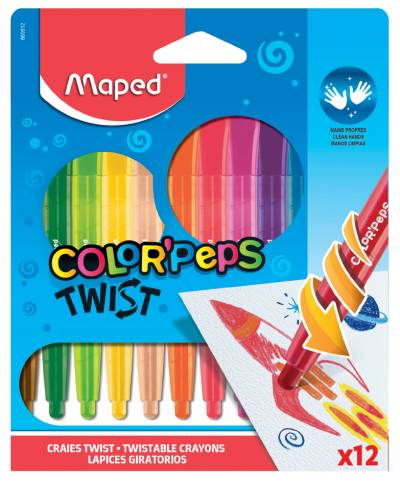 Maped Wachsmalstift COLOR, PEPS TWIST, 12er Blister von Maped