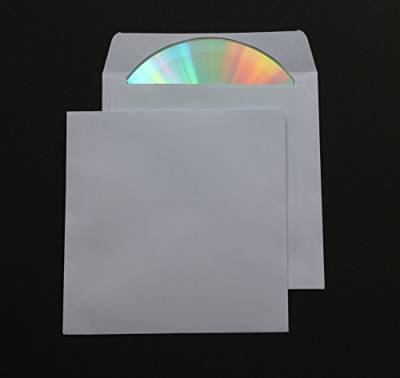 50 St. Deluxe Papier CD/DVD/Blu-ray Hüllen mit Klappe ohne Fenster 90 gr. Papier 125x125 mm von Mari-Medienverpackungen