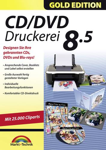 Markt & Technik CD/DVD Druckerei 8.5 Gold Edition Vollversion, 1 Lizenz Windows Multimedia-Software, von Markt & Technik