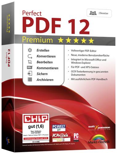 Markt & Technik Perfect PDF 12 Premium inkl. OCR Vollversion, 1 Lizenz Windows PDF-Software von Markt & Technik
