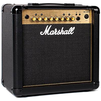 Marshall MG15GFX Gitarren-Combo-Verstärker mit integriertem FX, Übungsverstärker, geeignet für E-Gitarre – Schwarz und Gold von Marshall