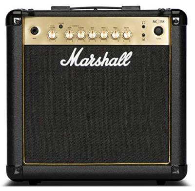 Marshall MG15GR Gitarren-Combo-Verstärker mit Reverb, Übungsverstärker geeignet für E-Gitarre – Schwarz und Gold von Marshall