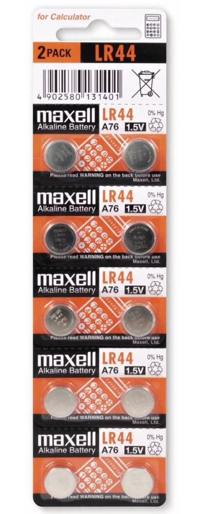 MAXELL Knopfzelle LR44/AG13, 10 Stück von Maxell