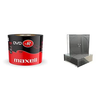 Maxell 275733 DVD-R Rohlinge (16x Speed, 4,7GB, 100er Shrink) 100 Disk - Shrink Wrapped & MediaRange BOX21-M Leerbox für CD (50-er Stück) schwarz von Maxell