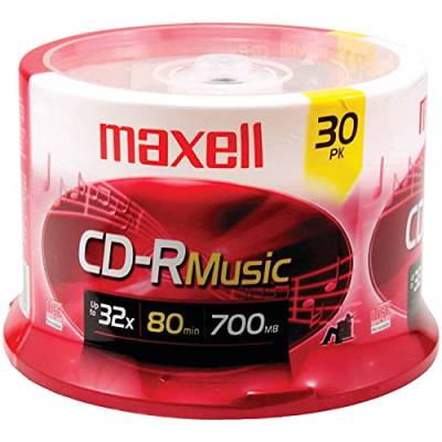 Maxell 625335, Premium-Qualität, geräuschfreie Oberflächenwiedergabe, beschreibbare CDs, 700 MB Speicher, 32 x, Schreibgeschwindigkeit 80 Minuten, Leere CDs, CD-Aufbewahrung und Wiederverwendbare von Maxell