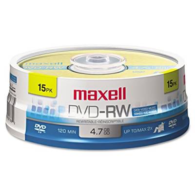 Maxell 635117 Wiederbeschreibbares Aufnahmeformat 4,7 GB DVD-RW Disc Wiedergabe auf DVD-Laufwerk oder Player und Archivieren von Dateien mit hoher Kapazität von Maxell
