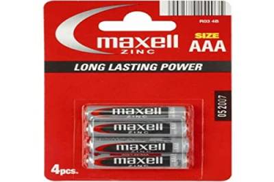 Maxell 774407.04.CN Zink Batterie, Micro AAA, 4 Pack Blister von Maxell