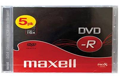 Maxell DVD-R Rohlinge (16x Speed, 4,7GB, 5-er Pack) mit Jewel Case von Maxell