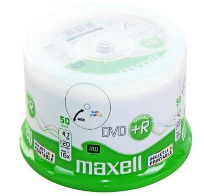 Maxell DVD-Rohling DVD+R 4,7 GB Maxell 16x Speed fullprintable in Cakebox 50 Stk von Maxell