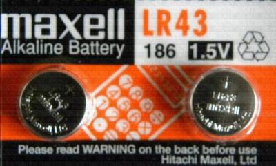 Maxell-Alkaline-Batterie, 2 Stück, LR43 G12A 1176A 186-1 RW84 V12GA, GP86A L1142 186 301A, 386A, 1,5 V, Blisterverpackung, für Kameras, Spielzeuge, Taschenrechner, Taschenlampen, Uhren, Laser-Pointer usw. von Maxell