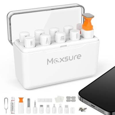 Maxsure [12 in 1] iPhone Renigungsset, multifunktionale Reinigungswerkzeug zur Reinigung von Lightning-Port,Lautsprechern und Hörmuschel,Handy-Reinigungsset für iPhone,Airpods/Kamera,weiße von Maxsure