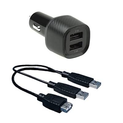 maxxcount USB Dual Zigarettenanzünder Adapter 12V / 24V + USB Power Adapterkabel (2X Stecker > 1x Buchse) von Maxxcount