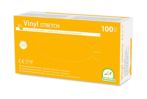 Medi-Inn Vinyl Stretch puderfrei Einmalhandschuhe Größe L | 1000 Stück | Vinylhandschuhe in praktischer Spenderbox von Medi-Inn+