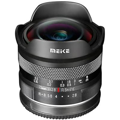 Meike 7.5mm f2.8Fischaugenobjektiv für Fujifilm X Mount spiegellose Kameras X-T1 X-T2 X-T3 X-T4 X-T5 X-T10 X-T2 X-T10 X-T20 X-T100 X-T200 XPro1 X-S10 von Meike