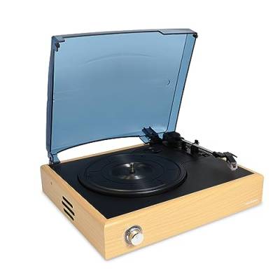 Metronic Plattenspieler aus Vinyl, Bluetooth, Vintage, 3 Geschwindigkeitsstufen, 33, 45 und 78 U/min, integrierte Lautsprecher, Holz-Finish – 477360 von Metronic