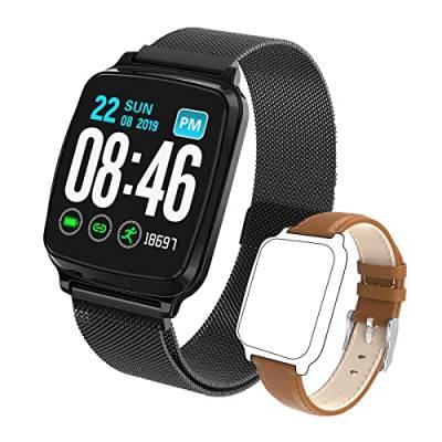 MicLee 1.3 Zoll Damen Herren Smartwatch Fitness Armband Fitness Tracker Wasserdicht IP67 Fitness Uhr Sportuhr Schrittzähler für Android iOS Handy Smart Watch mit Zwei Armbandbänder von MicLee