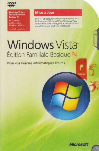 Microsoft Windows Vista Home Basic N - Ensemble de mise à niveau - 1 PC - DVD - français von Microsoft