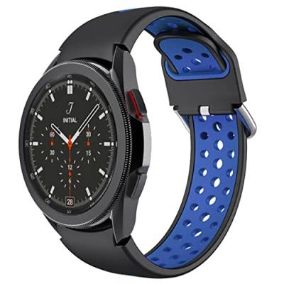Miimall Armband Kompatibel für Kompatibel mit Samsung Galaxy Watch 4 40mm 44mm / 4 Classic 42mm 46mm, Weiches Silikon Ersatzarmband Sport Uhrenarmband für Samsung Galaxy Watch 4 -S-Schwarz+Blau von Miimall