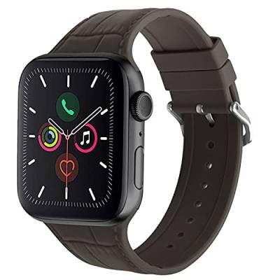 Miimall Kompatibel mit Apple Watch 40mm 38mm Armband, Weiches Silikon Sport Ersatzband mit Edelstahlverschluss Uhrenarmband für Apple Watch Series 6/5/4/3/2/1/SE （Grau von Miimall