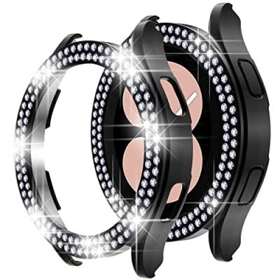 Miimall Kompatibel mit Samsung Galaxy Watch 4 40mm 44mm Hülle, Strass Glitzer Diamant Harter PC Schutzrahmen Stoßfest Kratzfest Schutzhülle für Samsung Galaxy Watch 4 40mm - Schwarz von Miimall