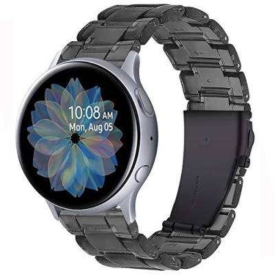 Miimall Kompatibel mit Samsung Galaxy Watch 5/5 Pro/4/4 Classic/Watch 3/Active 2 Armband, 20mm Harz Resin Ersatzarmband Wasserdichtes Armband für Galaxy Watch 42mm - Transparentes Schwarz von Miimall