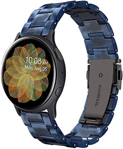 Miimall Kompatibel mit Samsung Galaxy Watch 5/5Pro/4/4 Classic/Watch 3 41mm Armband, 20mm Harz Resin Ersatzarmband Ersatz Armband für Samsung Galaxy Watch 42mm /Active 2 - Dunkelblau von Miimall