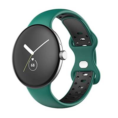 Miimall Silikon Armband Kompatibel mit Google Pixel Watch 2/1 Armband, [Two-Colour] Leicht Silikon Verstellbares Ersatzarmband Sport Armbänder für Google Pixel Watch 2 2023/Google Pixel Watch 2022 von Miimall