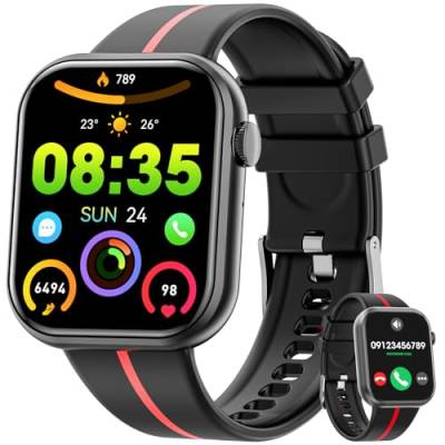 Mingtawn Smartwatch mit Bluetooth Anrufe,1.85 Zoll Smartwacth für Herren Damen,IP67 Wasserdicht Sportuhr mit 100+ Sportmodi,Fitnessuhr mit Herzfrequenz Schlafüberwachung Schrittzähler für Android iOS von Mingtawn