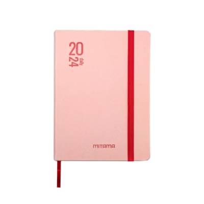MITAMA Terminkalender, Rot, Rosa, Tagesplaner – 12 Monate 2024-366 Seiten + 66 zusätzliche Inhalte – Innentasche + passender Bleistift – 15 x 21 cm von Mitama