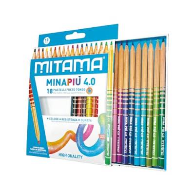 Mitama - Buntstifte MINAPIU 4.0 - Packung mit 18 Buntstiften - Starke 4 mm große Mine - Durchmesser 7,5 mm - Platz für Namen - Schulfarben - Buntstifte Federmäppchen Schule von Mitama