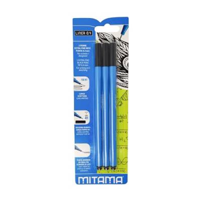 Mitama - Liner 04 Extra Fine - 3er Pack, Farbe Schwarz - Ideal zum Schreiben, Ausmalen, Zeichnen - Schulstifte, Bürostifte - Buntstifte von Mitama