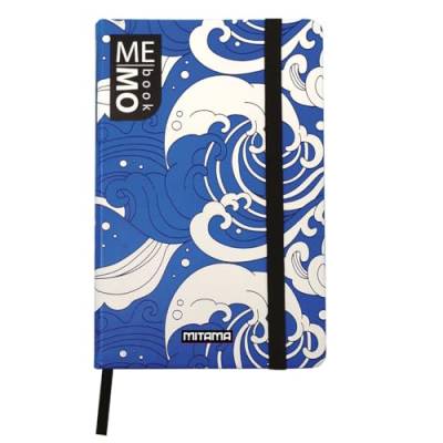 Mitama Notizbuch Large - Grafik WAVES - MEMO BOOK - Notizbuch - Soft Touch Cover - Innentasche + Bleistift enthalten - karierte Blätter 5 mm - 13 x 21 cm von Mitama