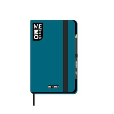 Mitama Notizbuch Large PETROLIO - MEMO BOOK - Notizbuch - Soft Touch Cover - Innentasche + Bleistift enthalten - liniertes Blatt - 13 x 21 cm von Mitama