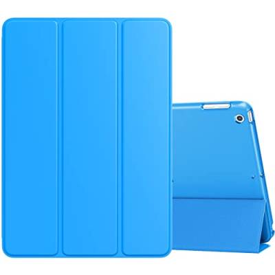 MoKo Hülle Kompatibel für iPad 9.7 2017/2018, 5./6. Generation - PU Leder Tasche Schutzhülle Schale Smart Case mit Transluzent Rücken Deckel Auto Schlaf/Wach Stanfunktion, Blaue Welle von MoKo