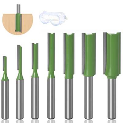 7 Stück Fräser Router Bits, 6mm Schaft Gerade Fräser Set, Räser für Oberfräse, Holzfräser Fräser, für Holz Fräser Schneiden Nutfräsen(3mm,4mm,5mm,6mm,8mm,10mm,12mm) von Mocoli