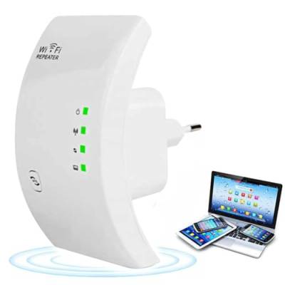 Mokeum WiFi Extender, 2,4 GHz/300 Mbps WiFi-Extender, kabellos, mit Ethernet-Port, unterstützt 3229 Quadratfuß/15 Geräte, WiFi Range Extender für Heimbüros (weiß) von Mokeum