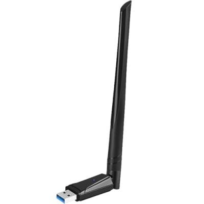 USB WiFi Dongle 1300Mbps, WiFi Adapter USB 802.11 AC Dual Band 5GHz/2.4GHz Fast USB 3.0 mit hoher Verstärkung 5dBi Antenne Netzwerk Wireless Adapter für PC Desktop Laptop Unterstützt Windows Mac und von Mokeum