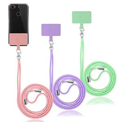 Molain Handy Umhängeband für um den Hals, universelles Handy Umhängeband verstellbare Handy Gurte Nylon Aufnäher kompatibel mit Allen Smartphones (3 Stück hellgrün+pink+lila) von Molain