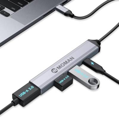 USB C Hub, Moman CT4 mit 4 Ports USB 3.0 Adapter OTG USB Type C Hub, Splitter kompatibel mit iPhone 15/15Pro, MacBook Air/Pro, iPad, Surface Pro/Go, Galaxy Tab von Moman