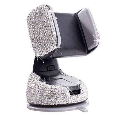 MoreChioce Auto Handyhalterung Lüftung, 360 Grad Drehung Bling Glitzer Strass Dekoration Smartphone Handy Halter Armaturenbrett Kompatibel mit i phoneGalaxy Huawei,Weiß von MoreChioce