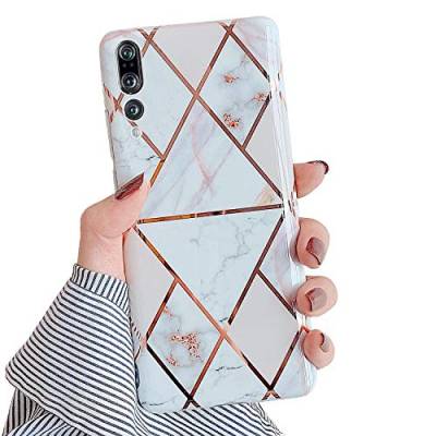 MoreChioce Hülle kompatibel mit Huawei P20 Pro Marmor Hülle Bling Glitzer Paillette Weich Silikon Handyhülle Stoßfest Kratzfeste Flexible Hybrid Schutzhülle Transparent Bumper,Marmor #1 von MoreChioce