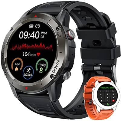 Smartwatch Herren Fitnessuhr mit Sport Uhr - 1.42 Zoll Großes Display Smartwatch Herren mit Telefonfunktion IP68 Wasserdicht Fitness Tracker mit Pulsuhr Schrittzähler Smart Watch für iOS Android von Motsfit