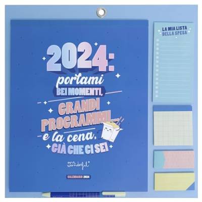Mr.Wonderful - Magnetischer Wandkalender 2024 Blau - Bring mir gute Momente, tolle Zeitpläne... und Abendessen … 34 x 35 x 0,5 von Mr. Wonderful