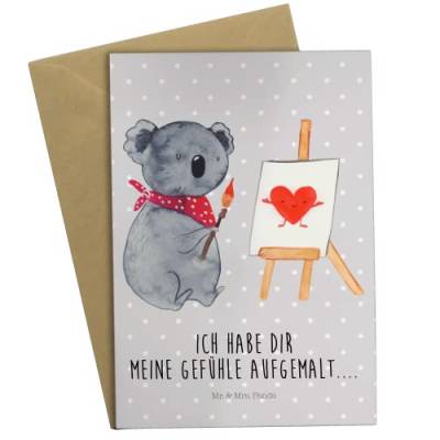 Mr. & Mrs. Panda Grußkarte Koala Künstler - Geschenk, zeichnen, Koalabär, Glückwunschkarte, Geburtstagskarte, Liebensbeweis, Klappkarte, von Mr. & Mrs. Panda