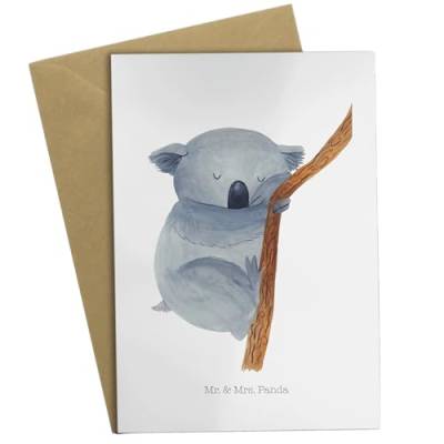 Mr. & Mrs. Panda Grußkarte Koalabär - Geschenk, Glückwunschkarte, Einladungskarte, träumen, Tiere, Hochzeitskarte, lustige Sprüche, Klappkarte, von Mr. & Mrs. Panda